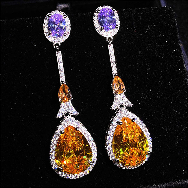 fashion diamond citrine earrings for women