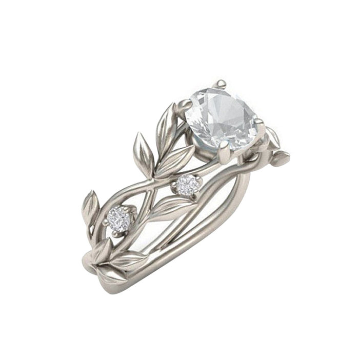silver plated leaf rings for wedding