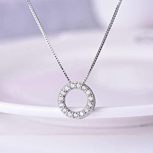 Simple Fashion silver plated Circle Necklaces for Women