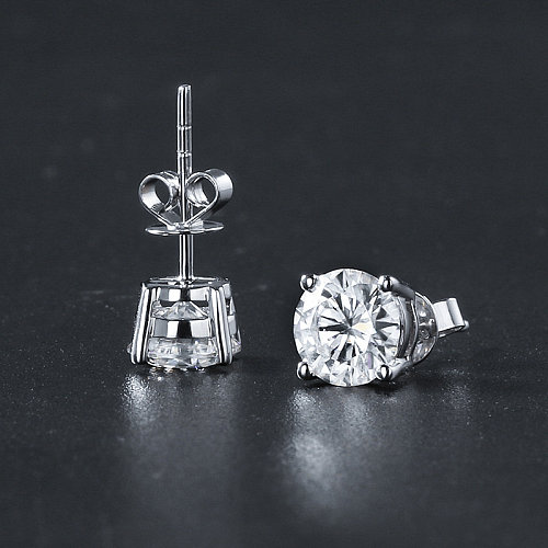Simple 950 Platinum Diamond Stud Earrings for Women