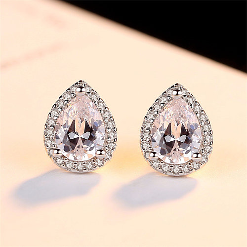 boucles d'oreilles en quartz naturel avec diamants pour femmes