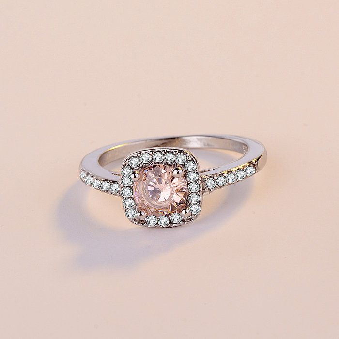 anillos de promesa de diamantes de moda simple para mujer