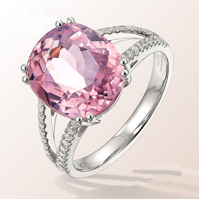 anéis de casamento de diamante de turmalina rosa de luxo para mulheres
