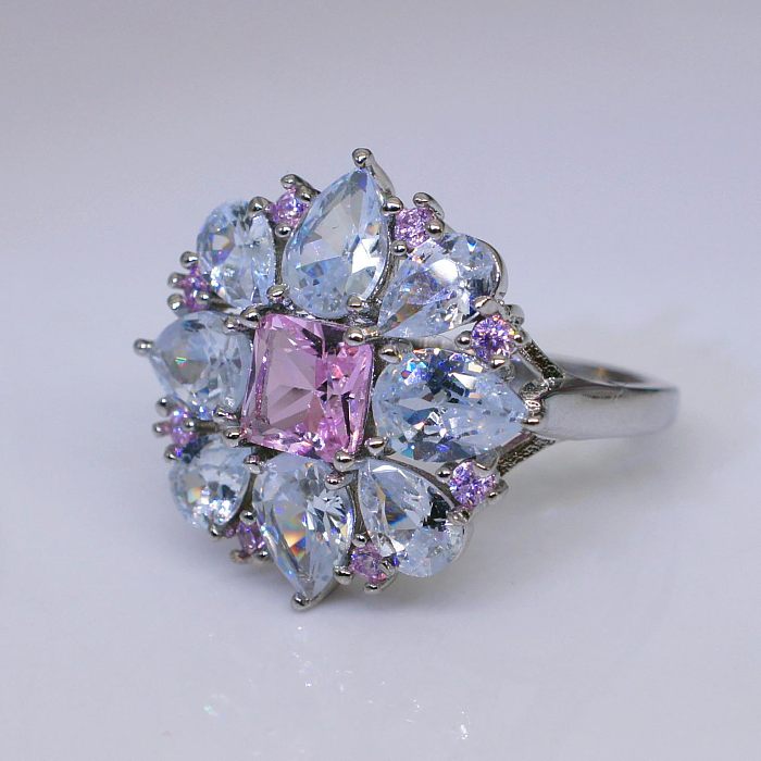 fashion crystal flower rings for women