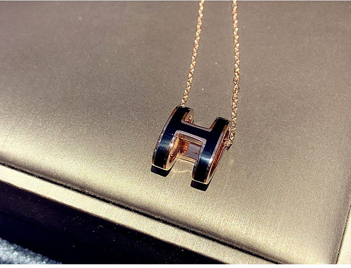 simple silver plated letter h necklaces for women