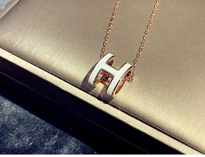 simple silver plated letter h necklaces for women