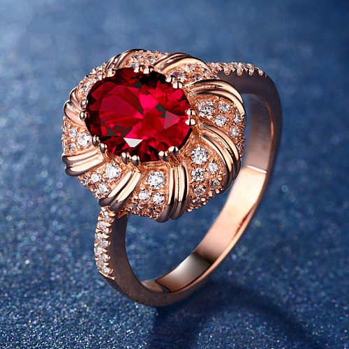 lindos anéis de rubi de ouro rosa 18k para mulheres