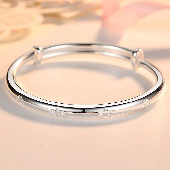 Bracelets de trèfle à quatre feuilles ajustables en plaqué argent pour femme