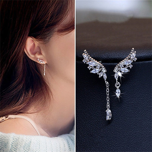 lindos brincos de asas de diamante para mulheres