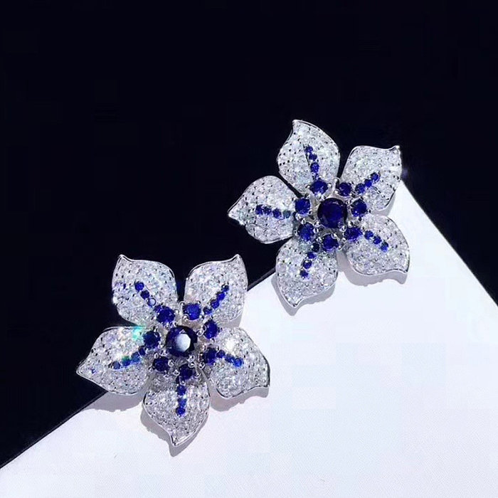 boucles d'oreilles fleur de diamant de mode pour les femmes