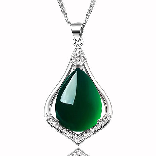 natural emerald drop silver necklaces for women
