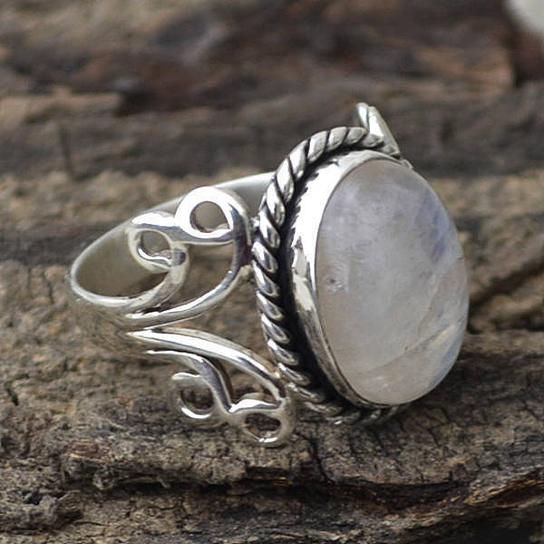 anillos antiguos de piedra lunar para mujer