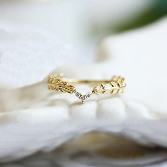anéis bonitos de folha de ouro 18k laminados para mulheres