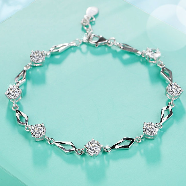 Bracelets mignons plaqués argent de fleur de diamant de mode pour un ami