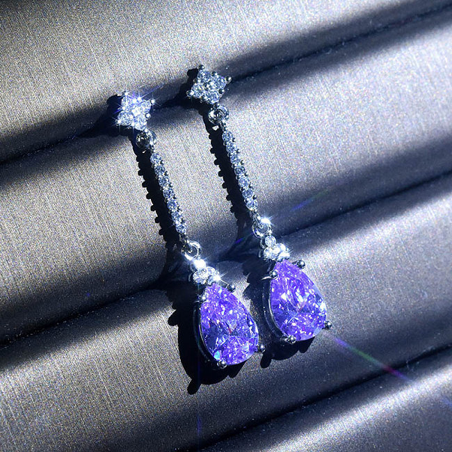 shiny natural amethyst earrings for women