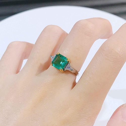 lindos anéis de esmeralda naturais quadrados para mulheres