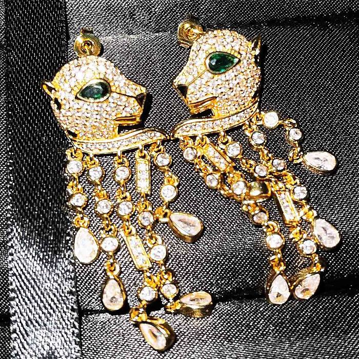 niedliche Diamant-Leopard-Ohrringe für Frauen