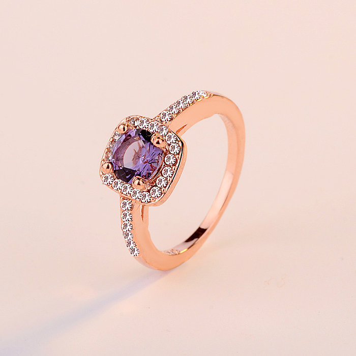 anéis de promessa de diamante de moda simples para mulheres