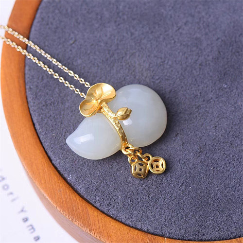 simple antique white jade necklaces for women