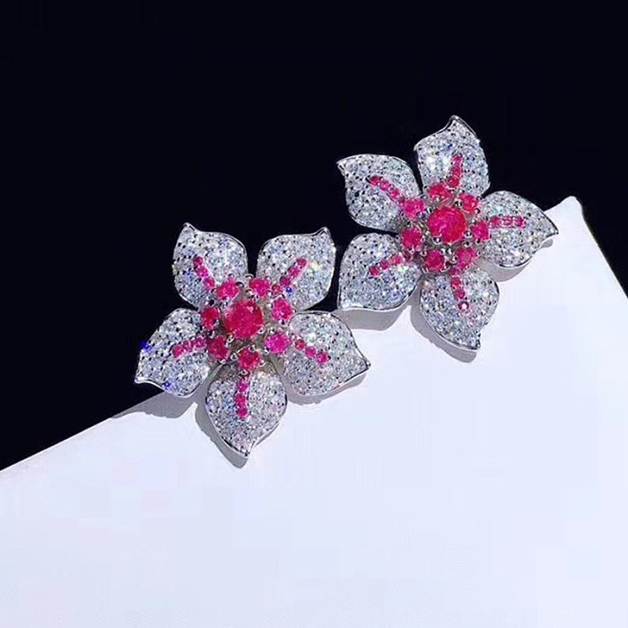 fashion diamond flower earrings for women