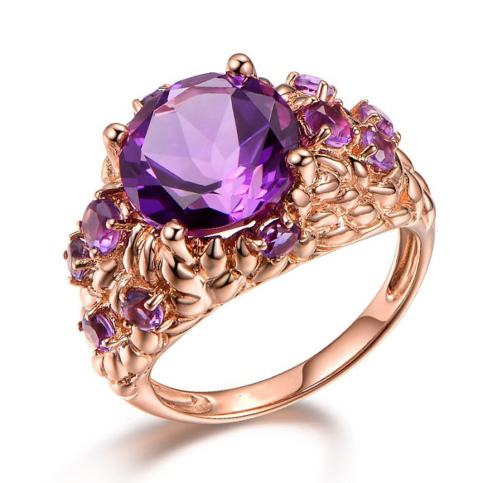 Luxury rings in 18k gold plated with amethyst for women