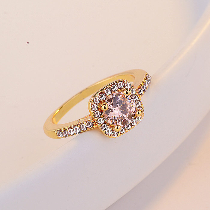 anéis de promessa de diamante de moda simples para mulheres