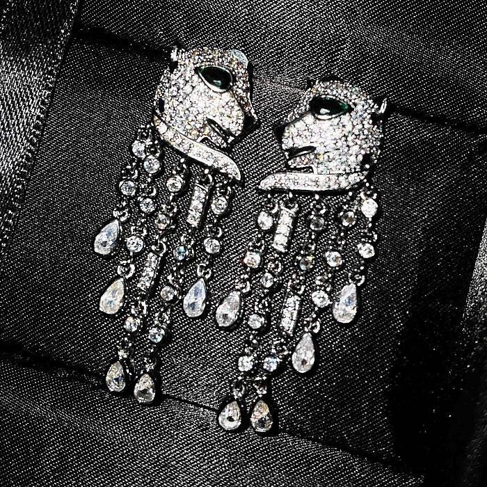cute diamond leopard earrings for women