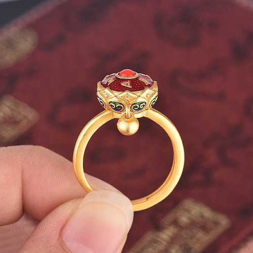 simple gold rings with natural ruby for women