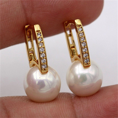 beautiful 18k gold earrings with natural pearl for women