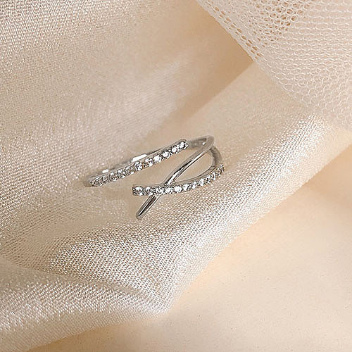 anéis ajustáveis ​​de prata da moda para mulheres