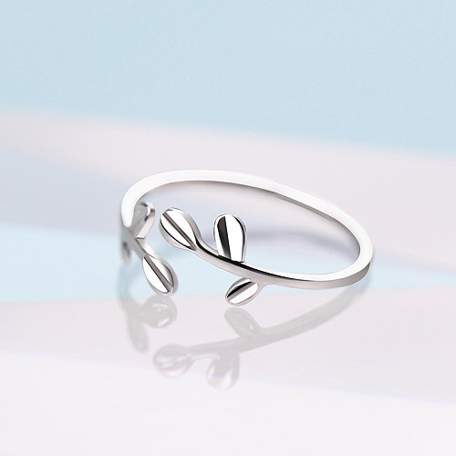 anéis ajustáveis ​​de prata simples para mulheres