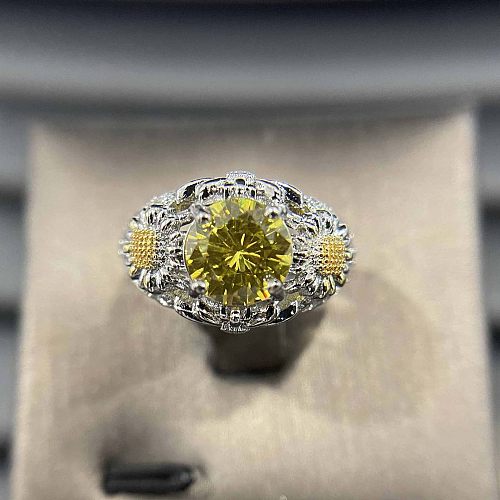 Luxury Diamond Gemstone Sunflower Rings for Women
