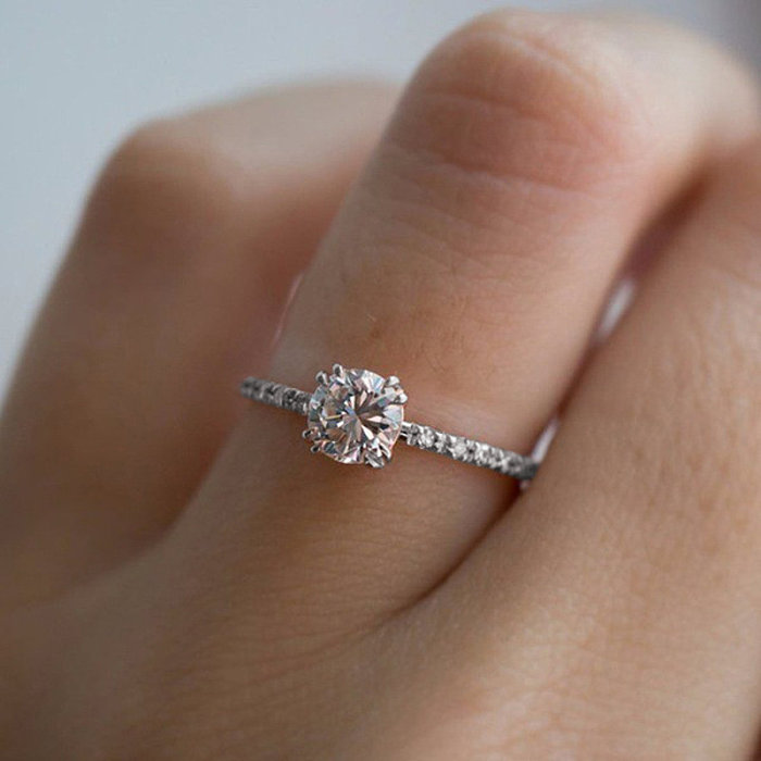 anéis de ouro rosa de diamante de moda simples para mulheres