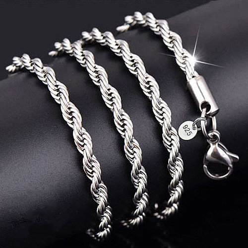 colares de moda de prata simples para mulheres