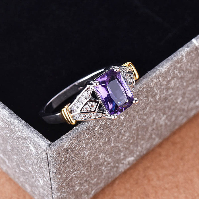 simple 14k gold rings with natural amethyst for women