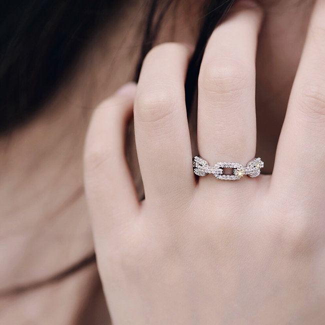 anillos de diamantes de moda simple para mujer
