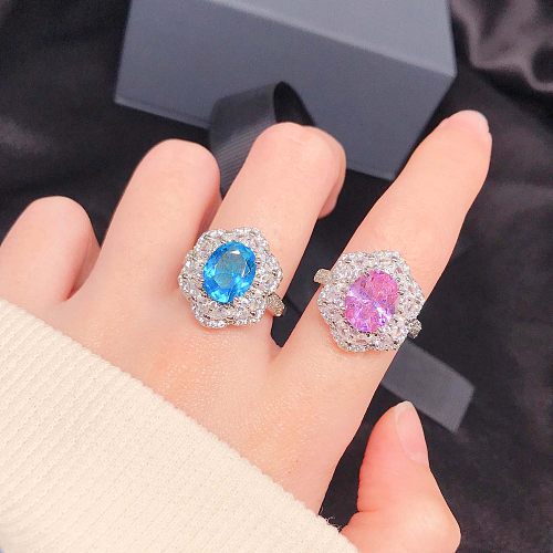 aquamarine rose quartz adjustable rings for women
