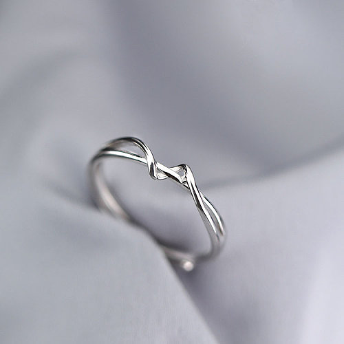 anéis ajustáveis ​​banhados a prata simples para mulheres