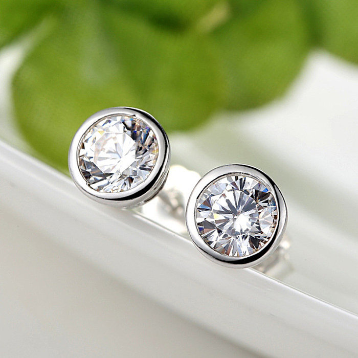 simple platinum diamond stud earrings for women