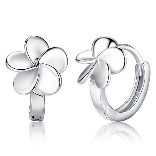 Boucles d'oreilles fleur simple plaqué argent pour femme