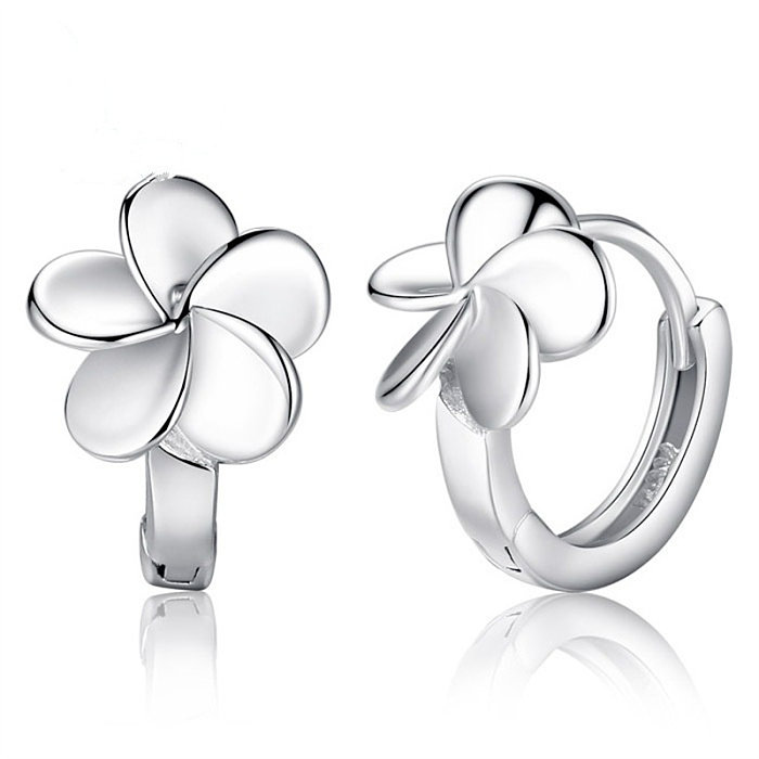 simple silver plated flower earrings for women