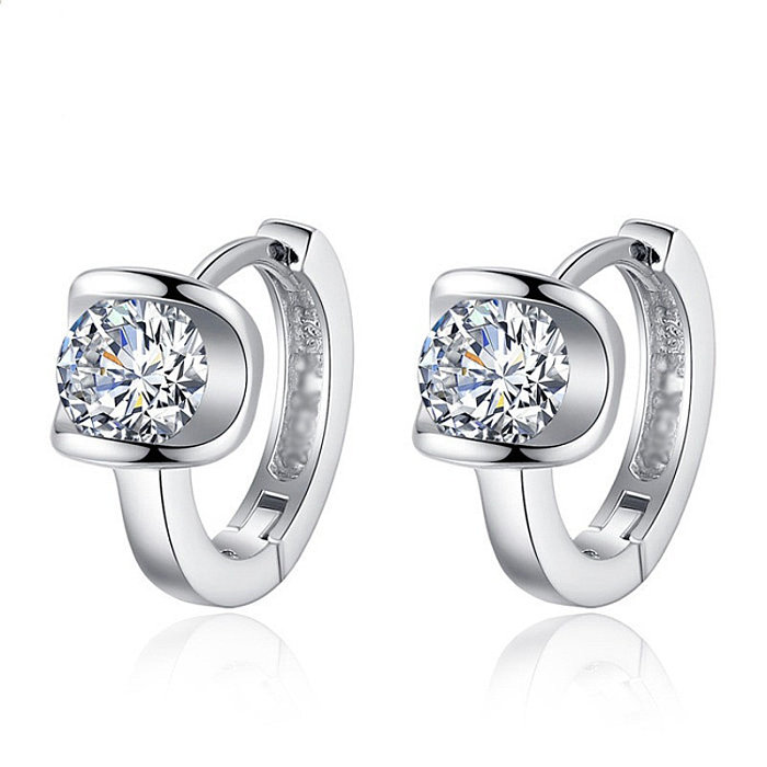 simple silver diamond earrings for women