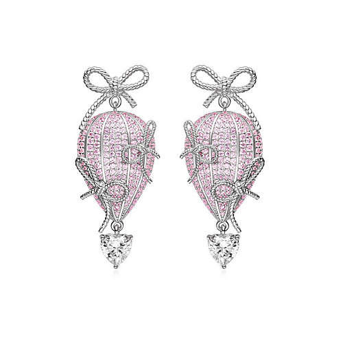 Brincos de quartzo rosa moda simples para mulheres
