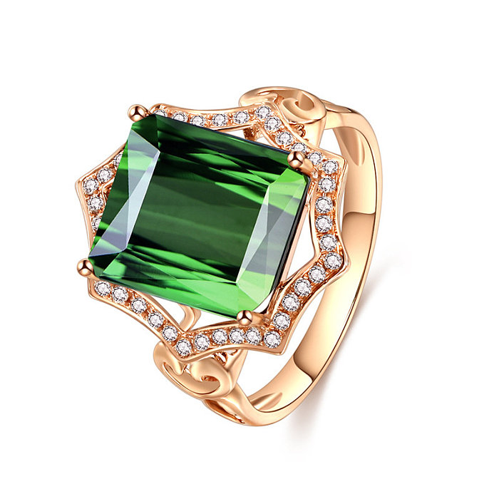 luxury 18k gold rings with square emerald for women