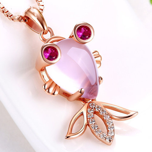 personalized rose gold goldfish necklaces for women