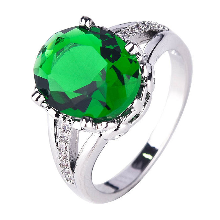 anillos de moda de esmeralda de lujo para mujer