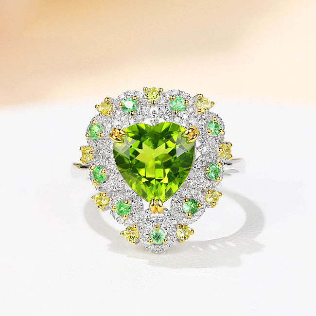 green gemstone adjustable rings for women