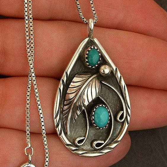 colliers turquoises en argent antique pour femmes