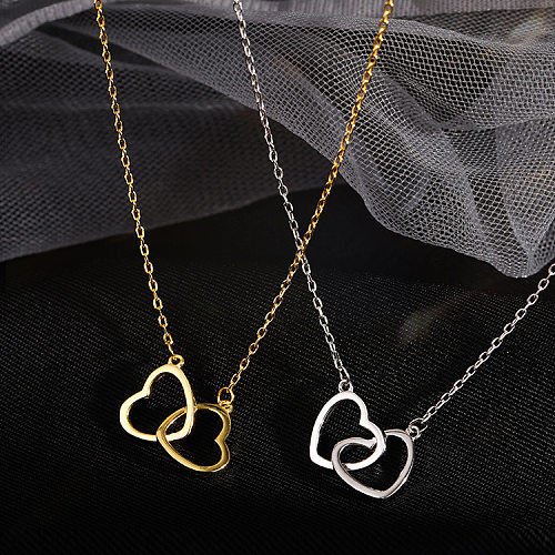 Simple Fashion Double Heart Necklaces for Women