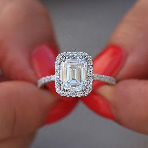 lindos anéis de moda de diamante quadrado para mulheres